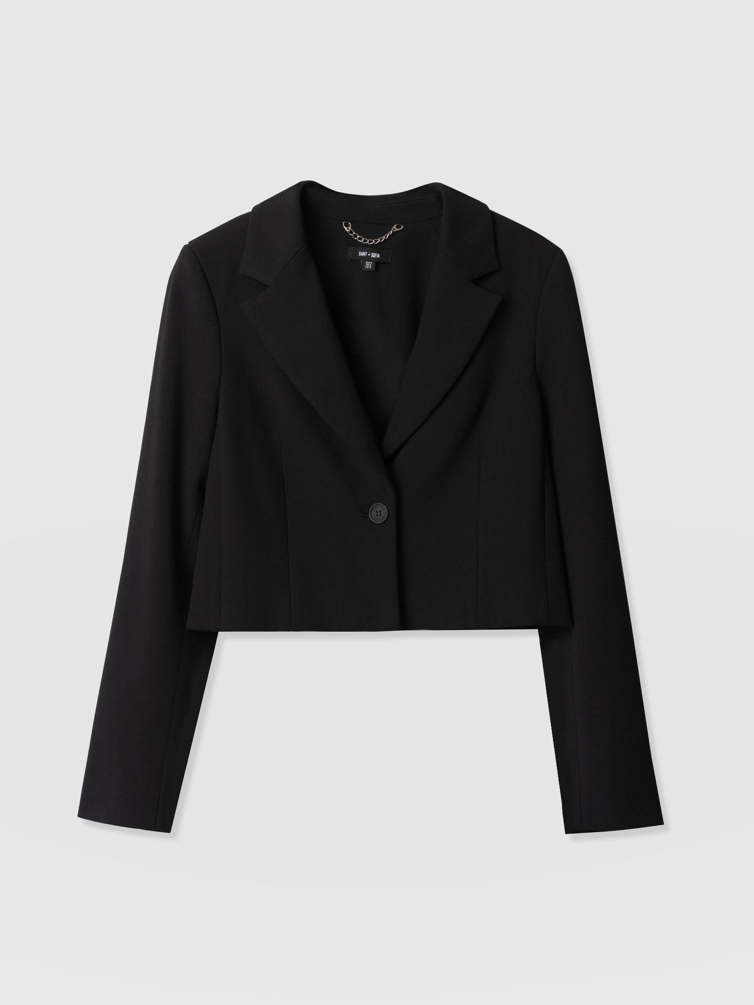 Astrid Cropped Blazer - Black - Women's Jackets | Saint + Sofia® UK