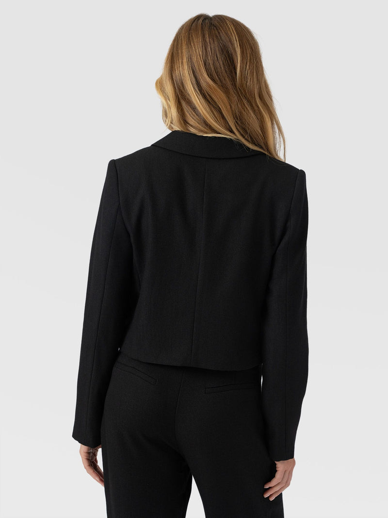 Astrid Cropped Blazer - Black - Women's Jackets | Saint + Sofia® UK