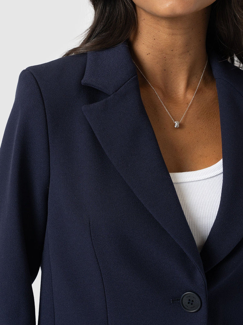 Astrid Crop Blazer Navy - Women's Blazers | Saint + Sofia® UK