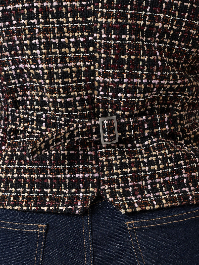 Astrid Waistcoat - Black/Burgundy/Gold Boucle - Women's Jackets | Saint + Sofia® UK