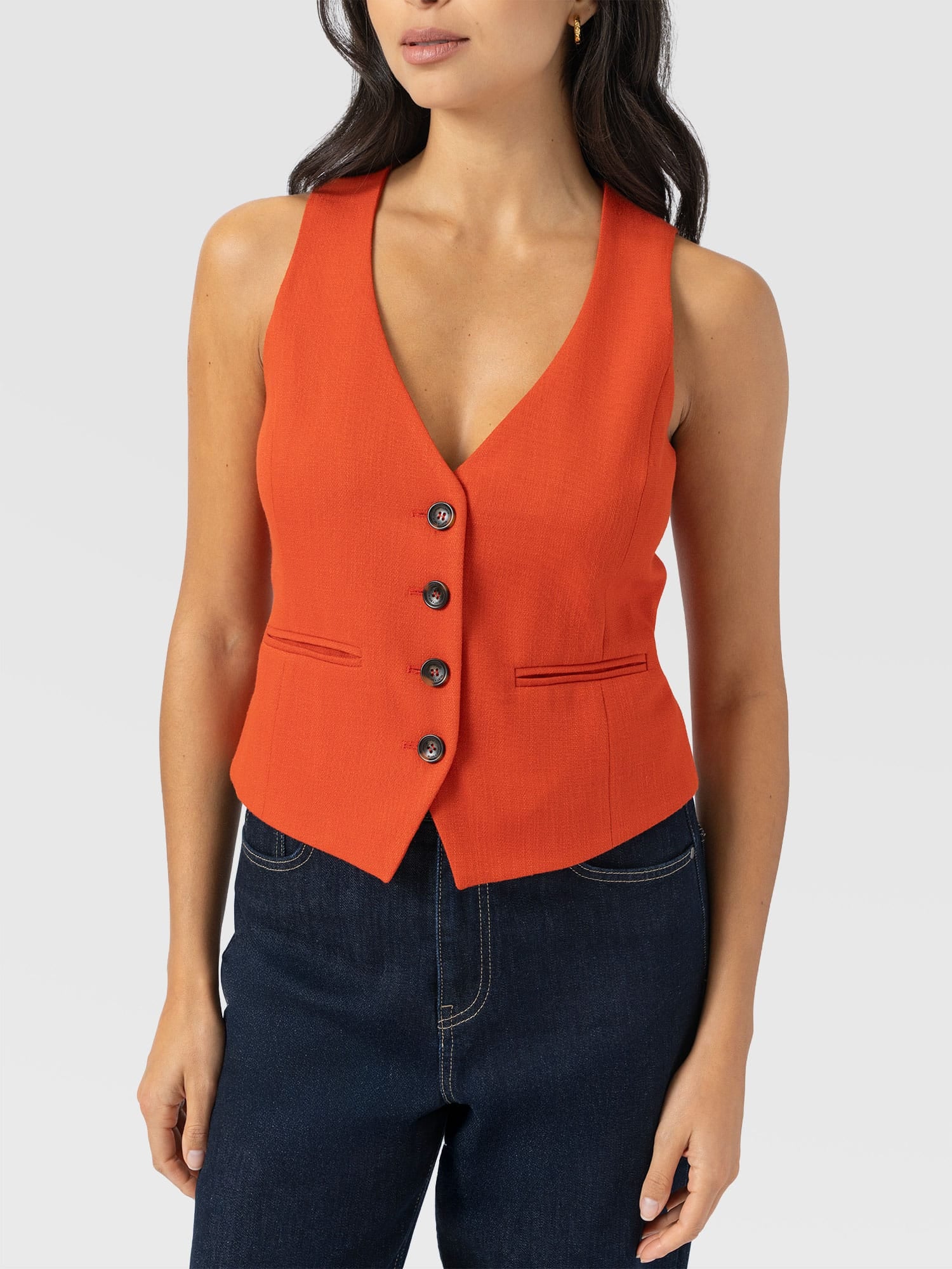 Astrid Waistcoat - Burnt Orange - Women's Jackets | Saint + Sofia® UK