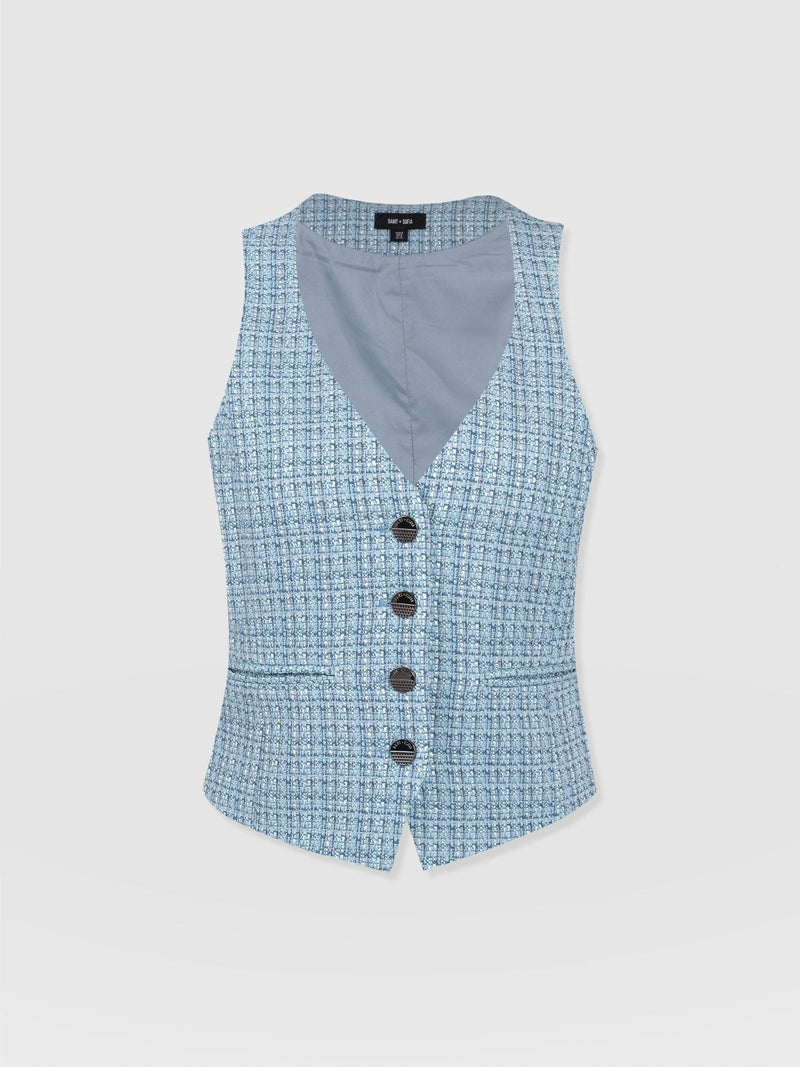 Astrid Waistcoat Pale Blue - Women's Blazers | Saint + Sofia® UK