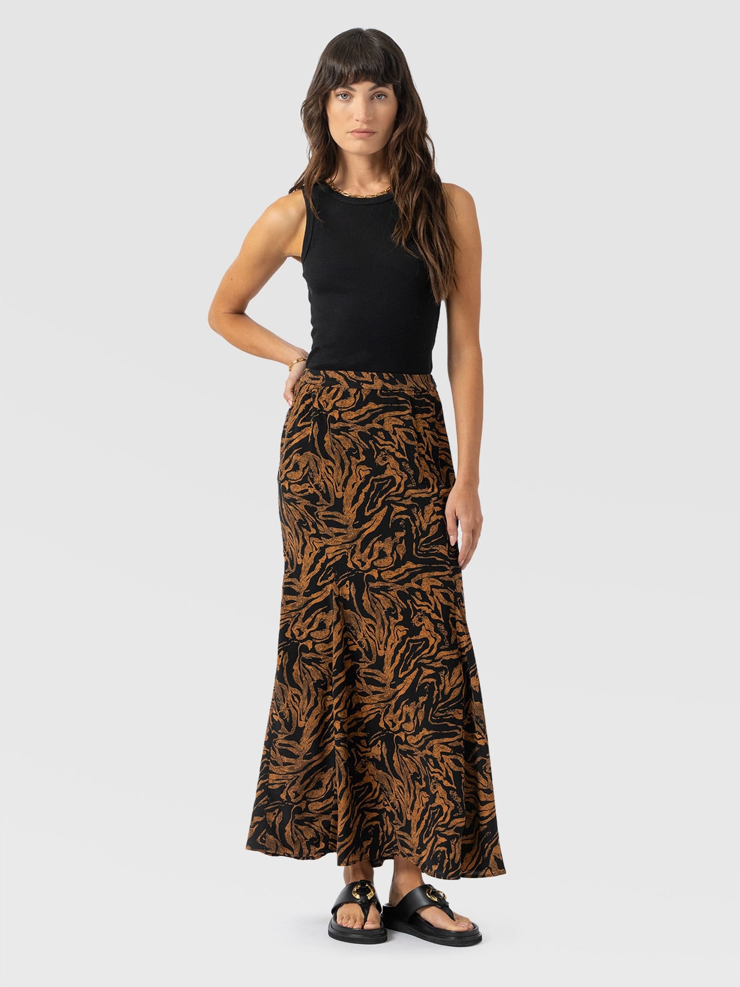 Audrey Skirt - Brown Zebra - Women's Skirts | Saint + Sofia® UK