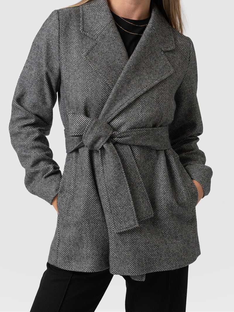 Audrey Wrap Coat Chevron - Women's Coats | Saint + Sofia® UK