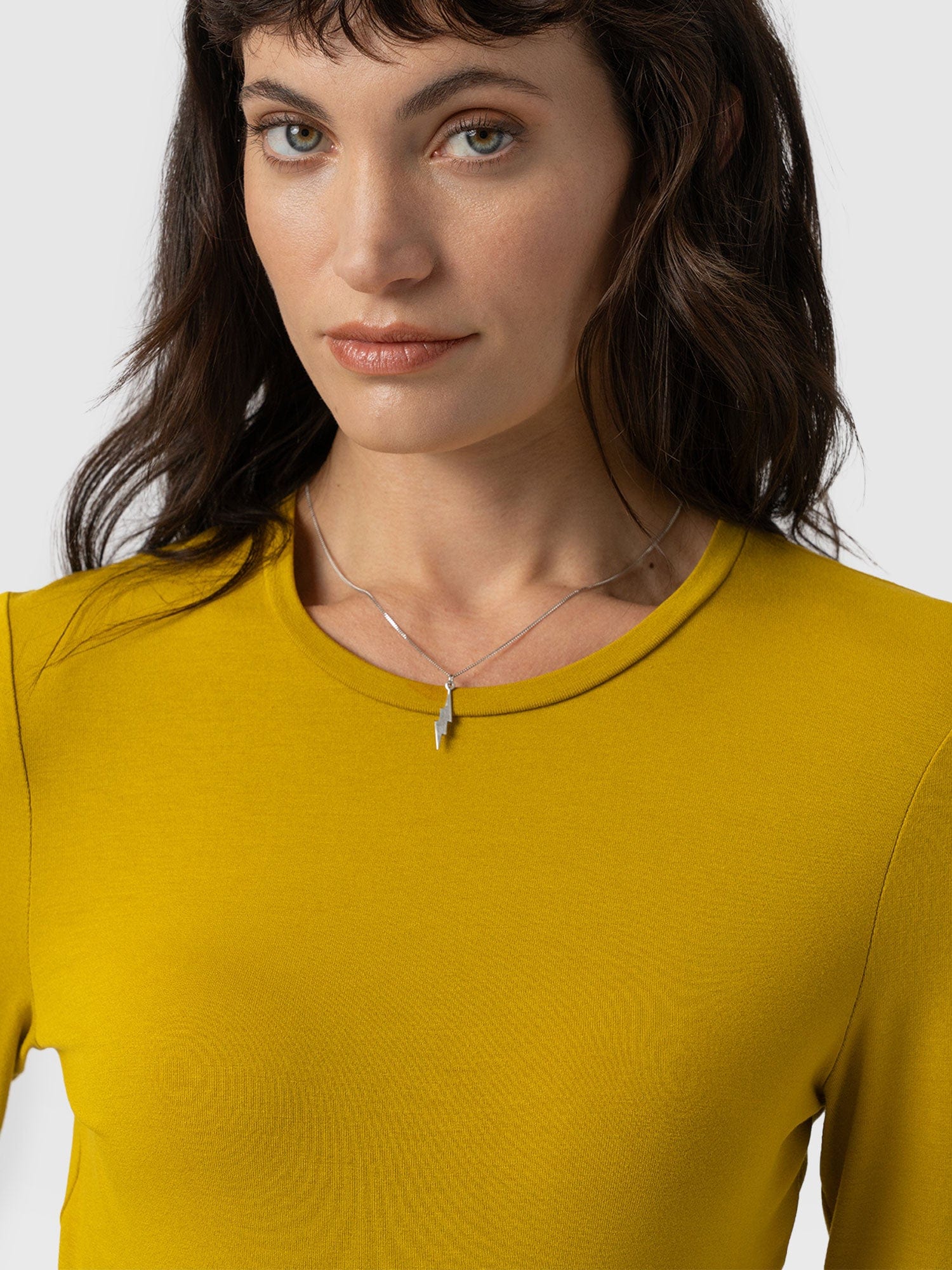 Austen Crew Neck Tee Long Sleeve Mustard - Women's T-Shirts | Saint + Sofia® UK