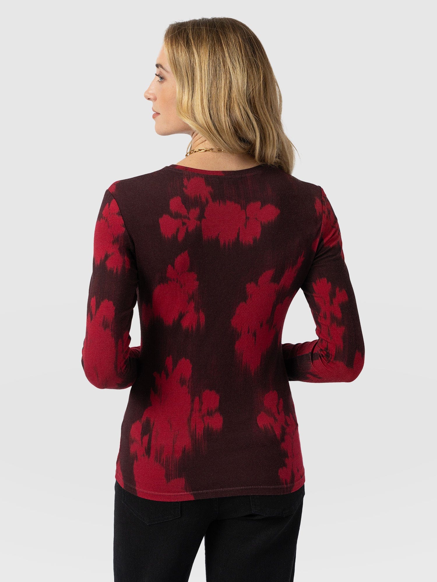 Austen Crew Neck Long Sleeve Tee - Pink Fade Floral - Women's T-shirts | Saint + Sofia® UK