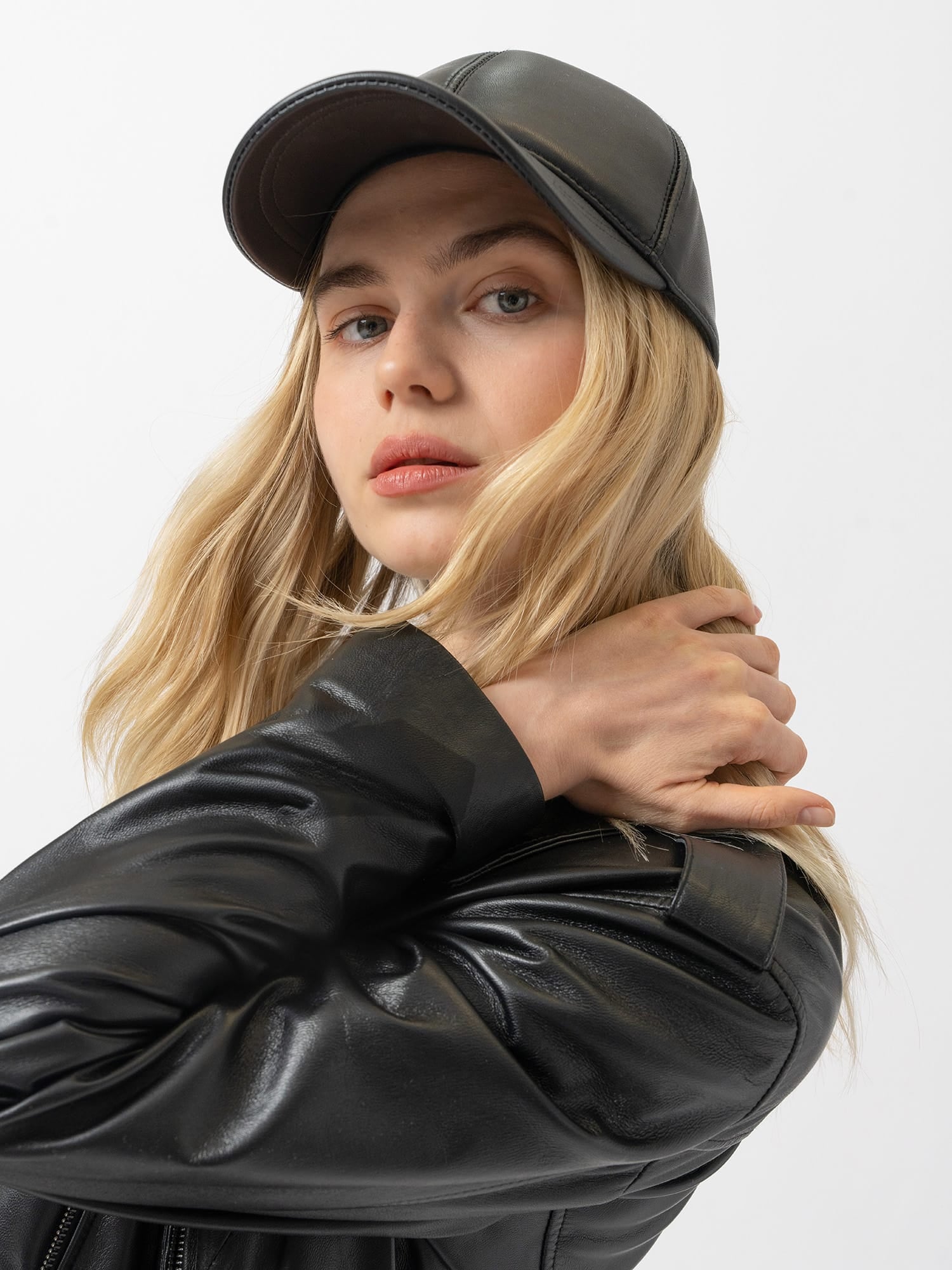 Avalon Leather Baseball Cap Black - Women's Hats | Saint and Sofia® UK