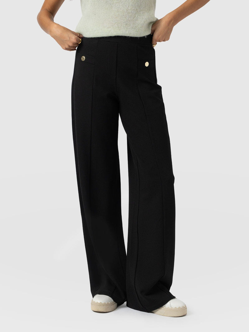 Averie Wide Leg Pant - Black Molten - Women's Trousers | Saint + Sofia® UK