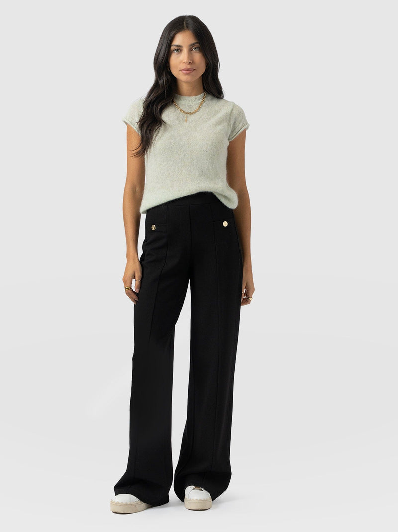 Averie Wide Leg Pant - Black Molten - Women's Trousers | Saint + Sofia® UK