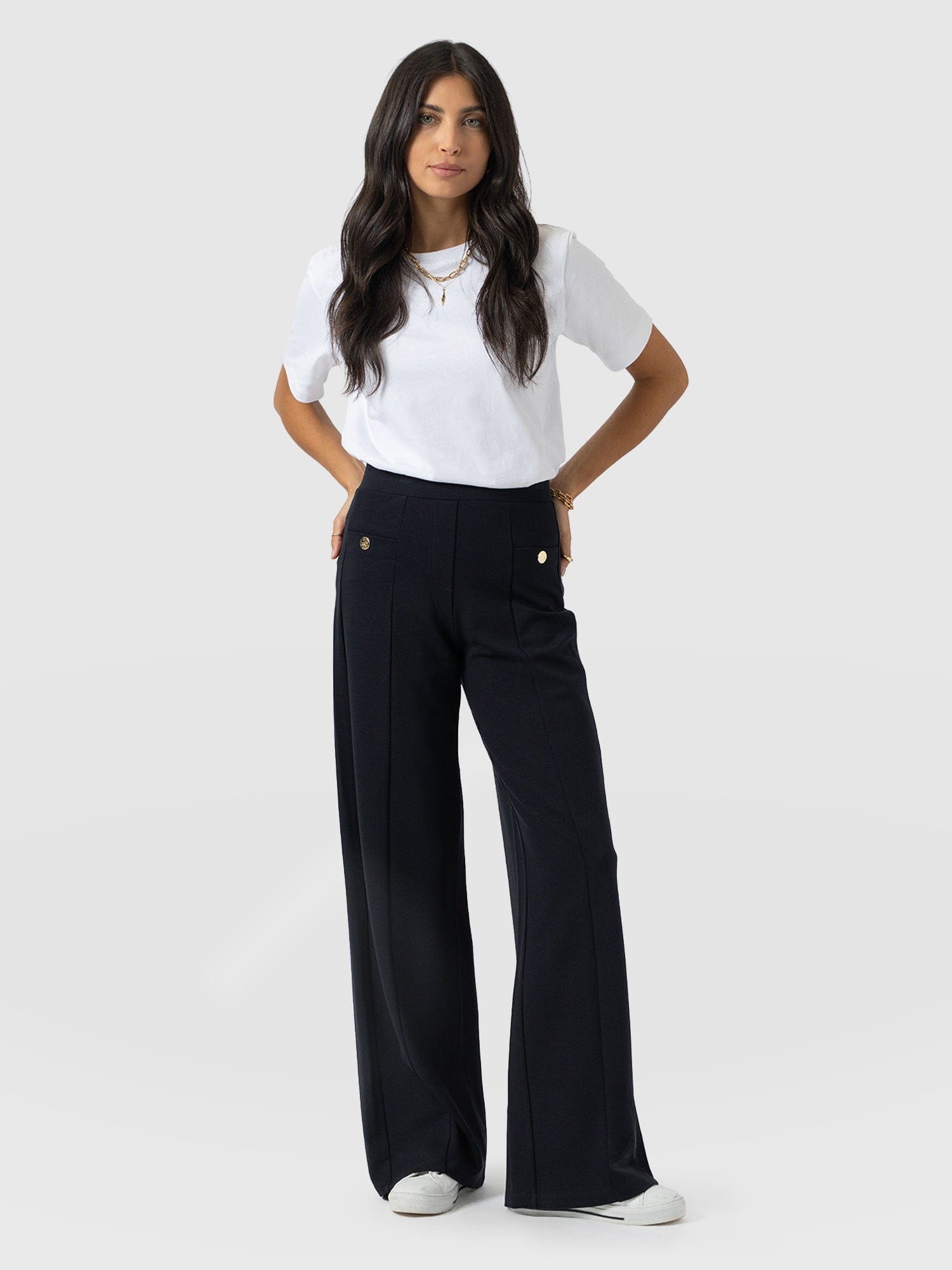 Averie Wide Leg Pant - Navy Molten - Women's Trousers | Saint + Sofia® UK