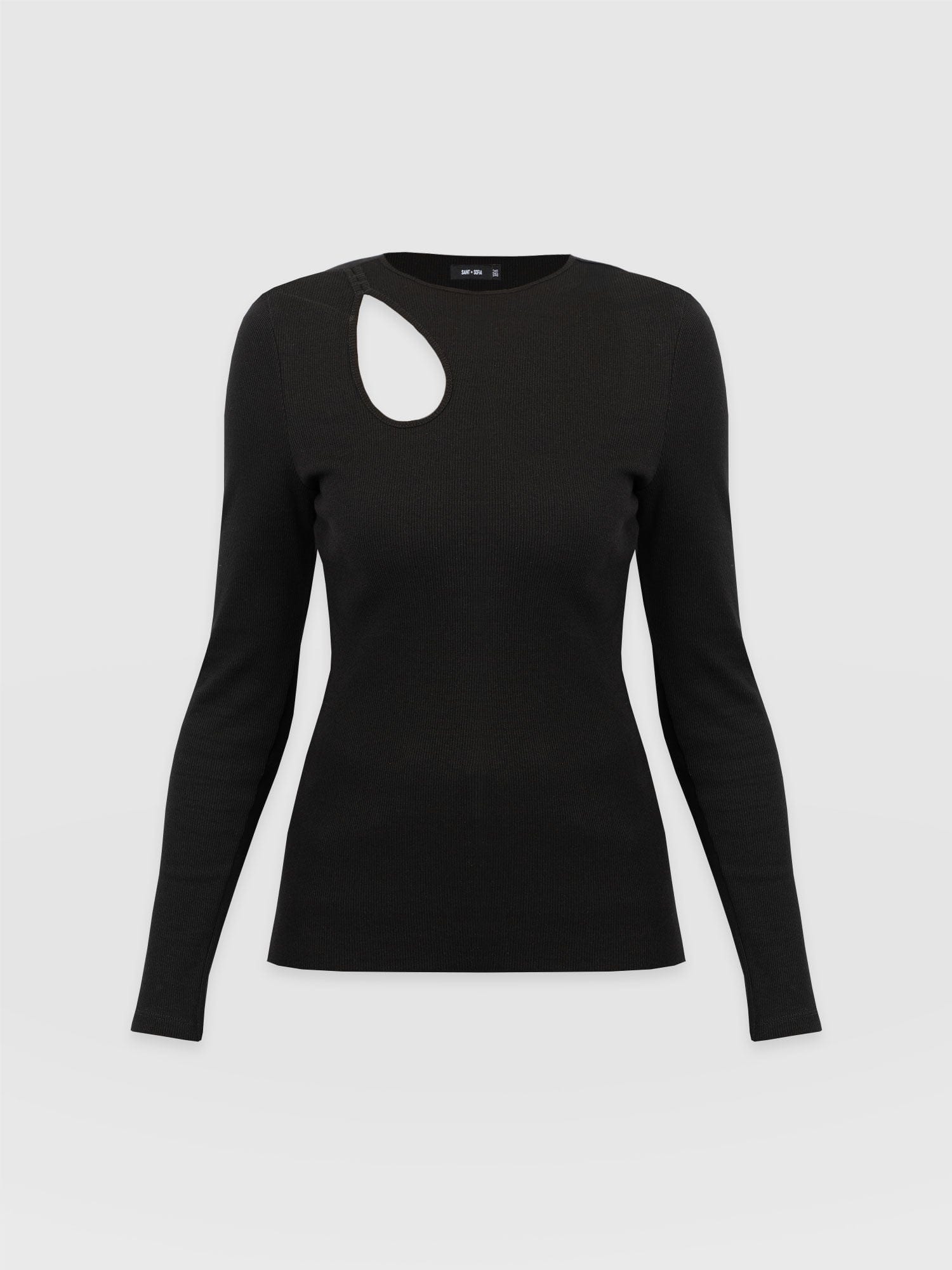 Axel Cut Out Long Sleeve Tee Black - Women's T-Shirts | Saint + Sofia® UK