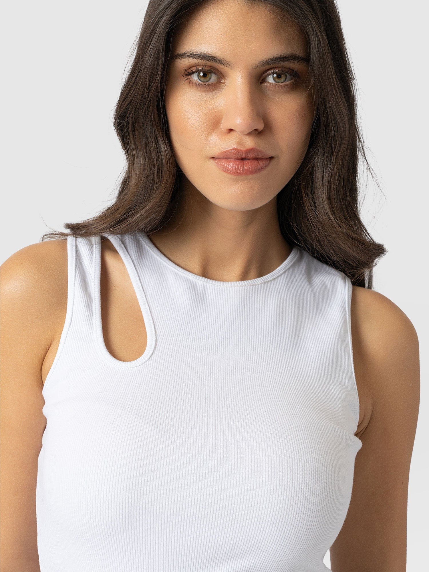 Axel Cut Out Vest White - Women's Vests | Saint + Sofia® UK