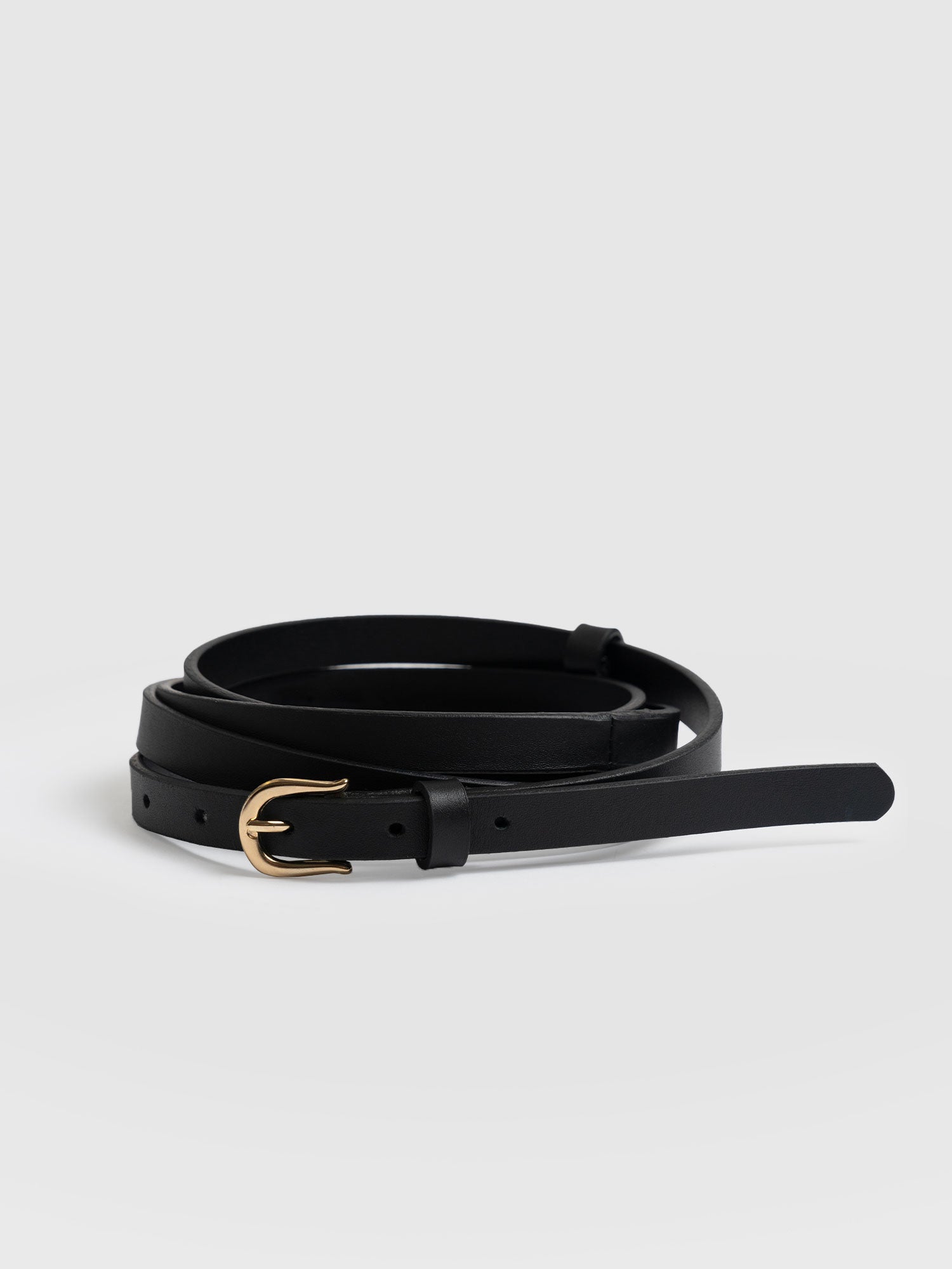thin black dress belt Women's Thin Leather Belt Smooth Black 1 inch Wide 30" / 75 cm - Black