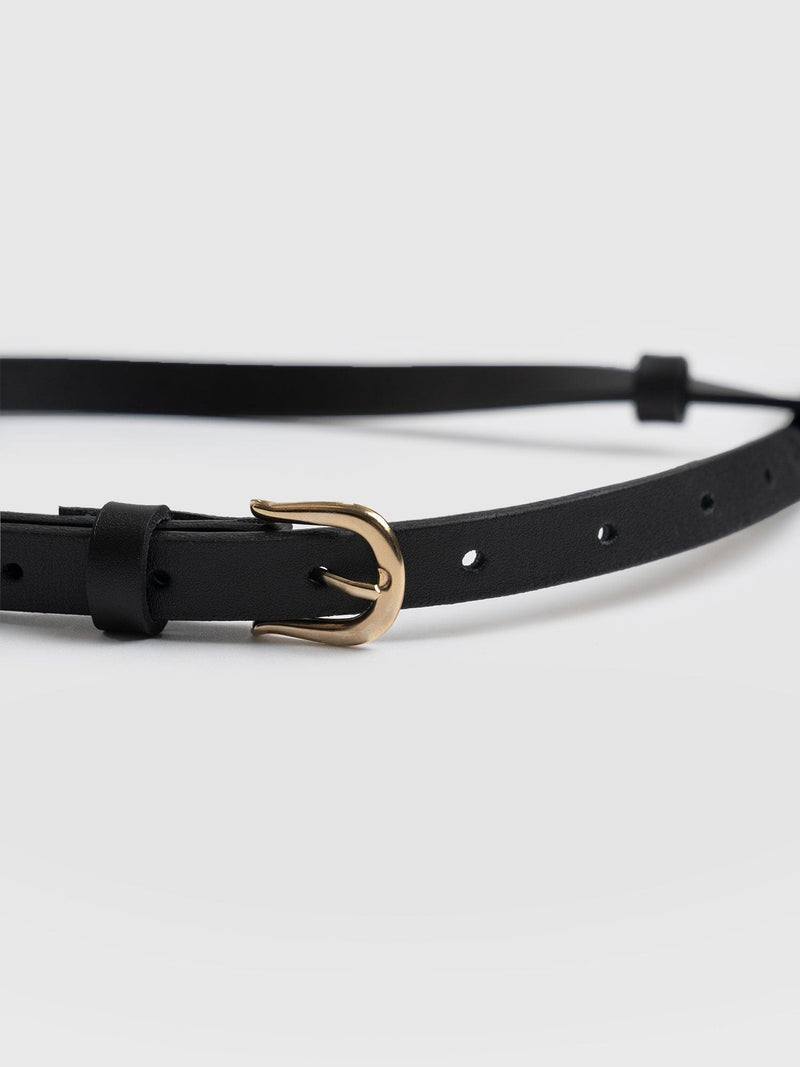 Axel Double Skinny Belt Black - Leather Belts | Saint + Sofia® UK