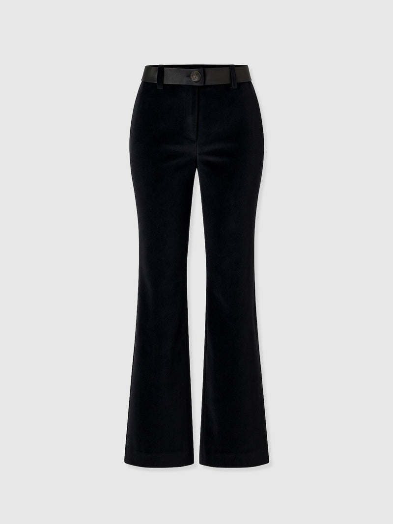 Axel Flared Pant - Black Velvet - Women's Trousers | Saint + Sofia® UK