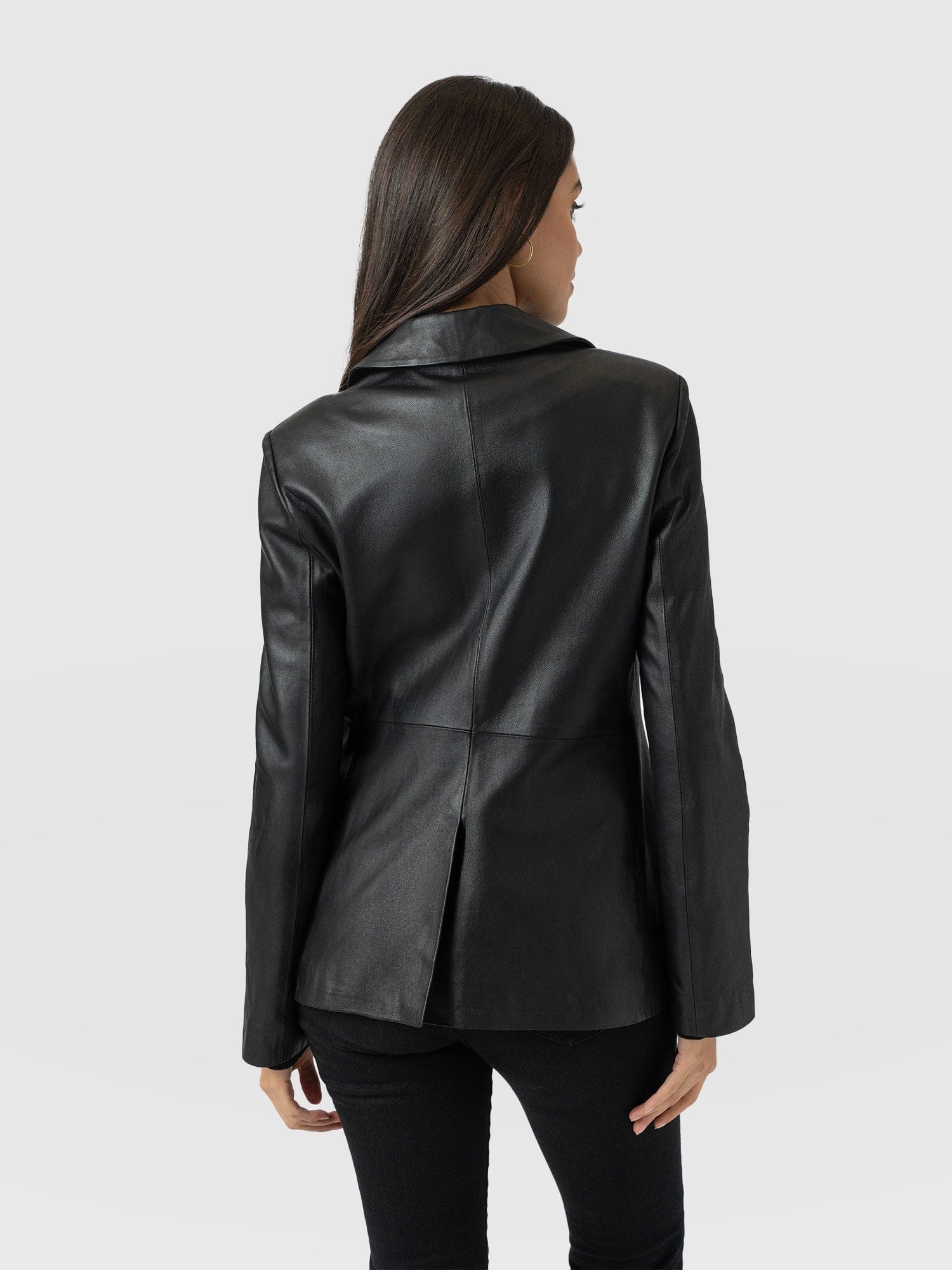 Axel Single Breasted Blazer - Black Leather - Women's Leathers | Saint + Sofia® UK