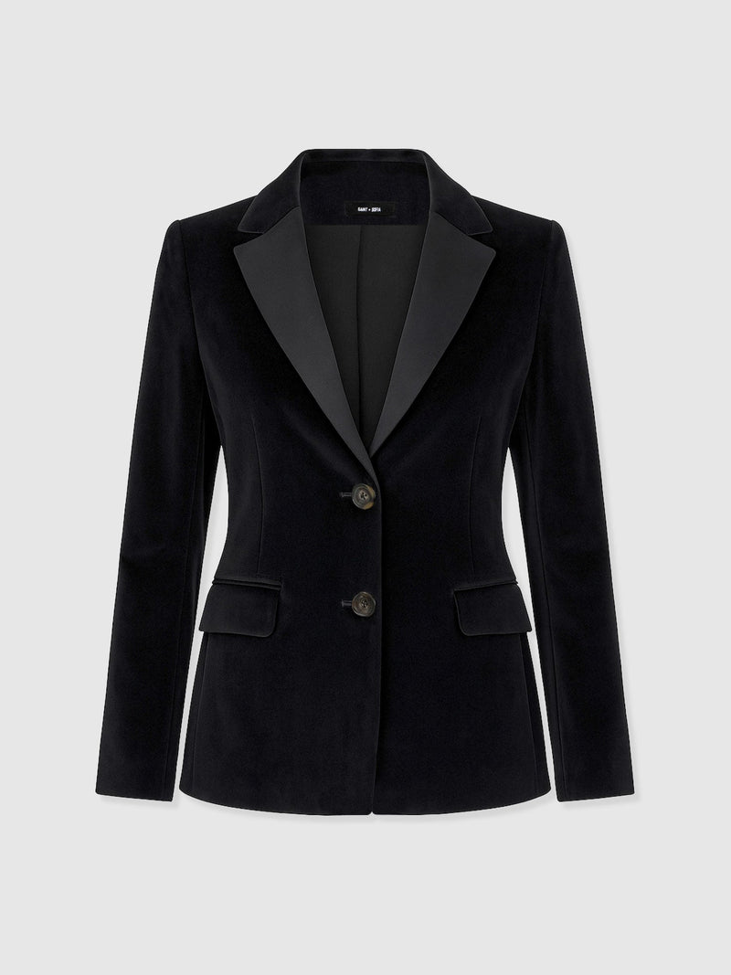 Axel Single Breasted Blazer - Black Velvet
