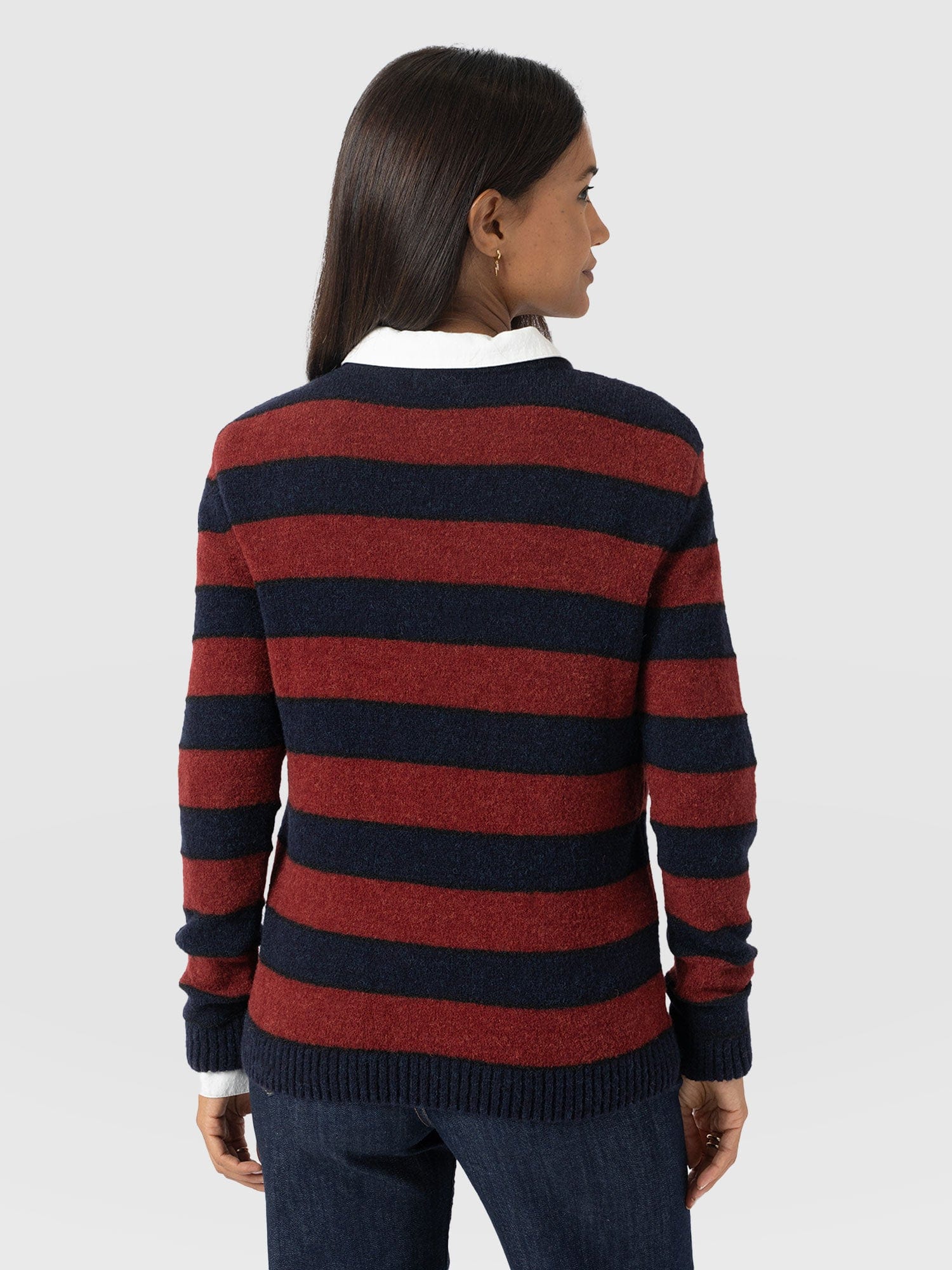 Azura Knit Jumper - Red/Navy - Women's Jumpers | Saint + Sofia® UK