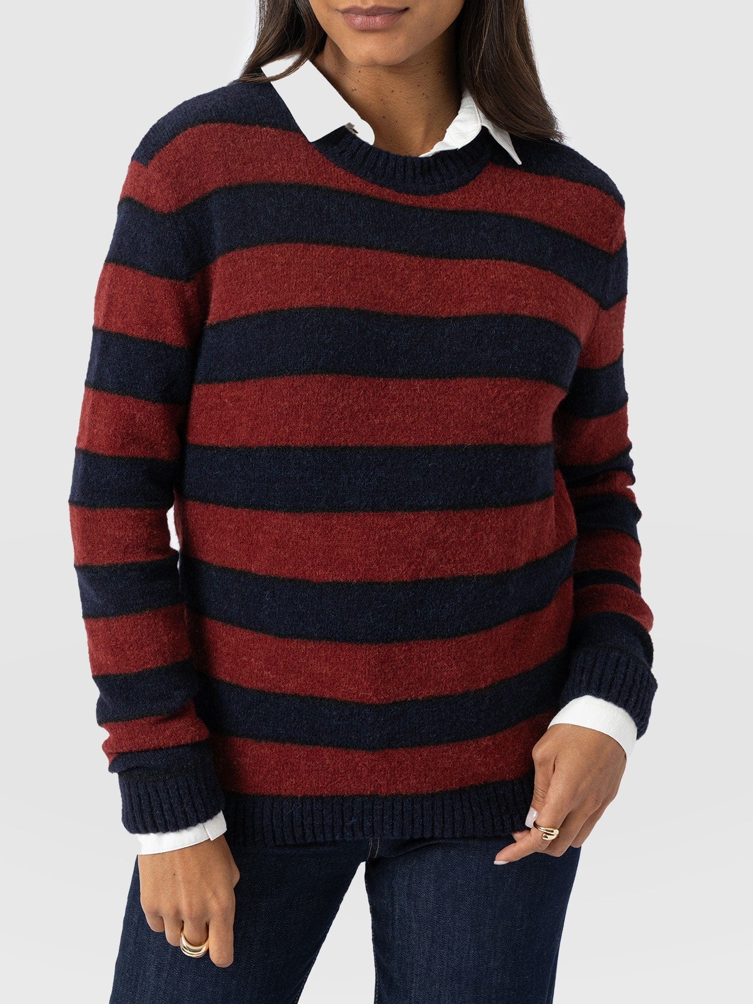 Azura Knit Jumper - Red/Navy - Women's Jumpers | Saint + Sofia® UK