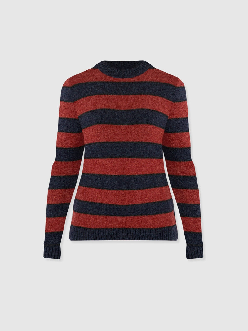 Azura Knit Jumper - Red/Navy - Women's Jumpers | Saint + Sofia® UK