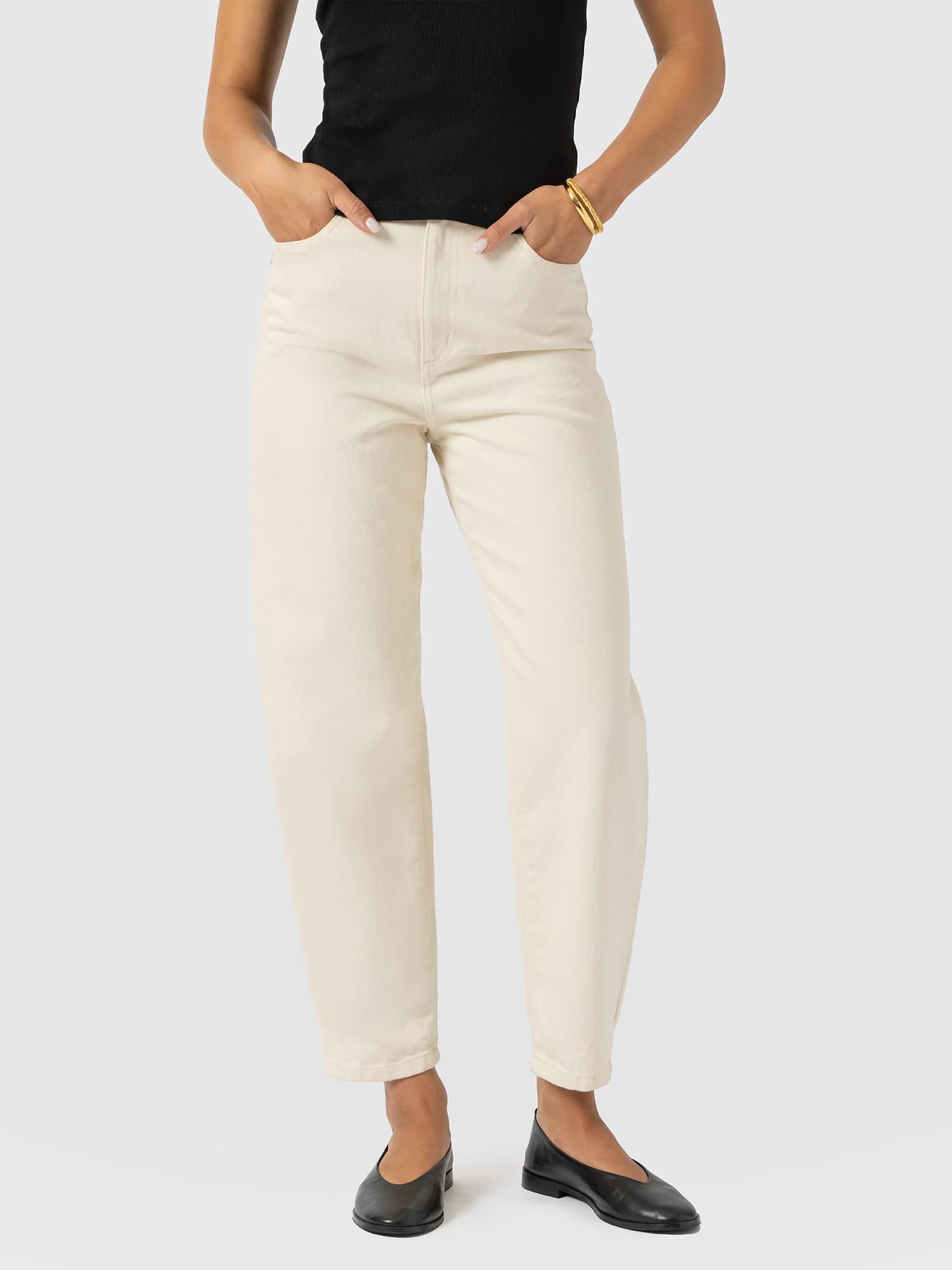 Barrel Leg Jean - Cream