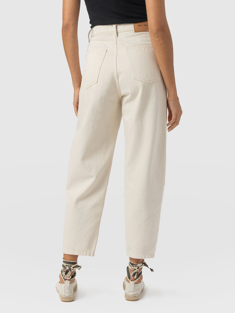 Barrel Leg Jean - Cream - Women's Denims | Saint + Sofia® UK