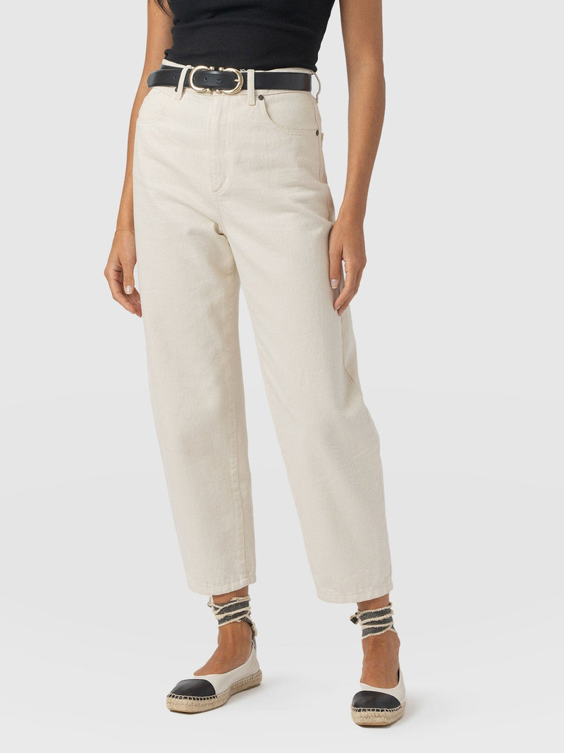 Barrel Leg Jean - Cream - Women's Denims | Saint + Sofia® UK