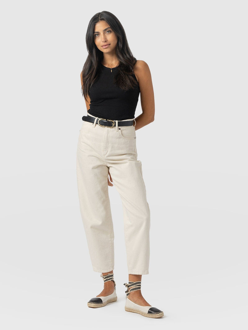 Barrel Leg Jean - Cream - Women's Denims | Saint + Sofia® UK