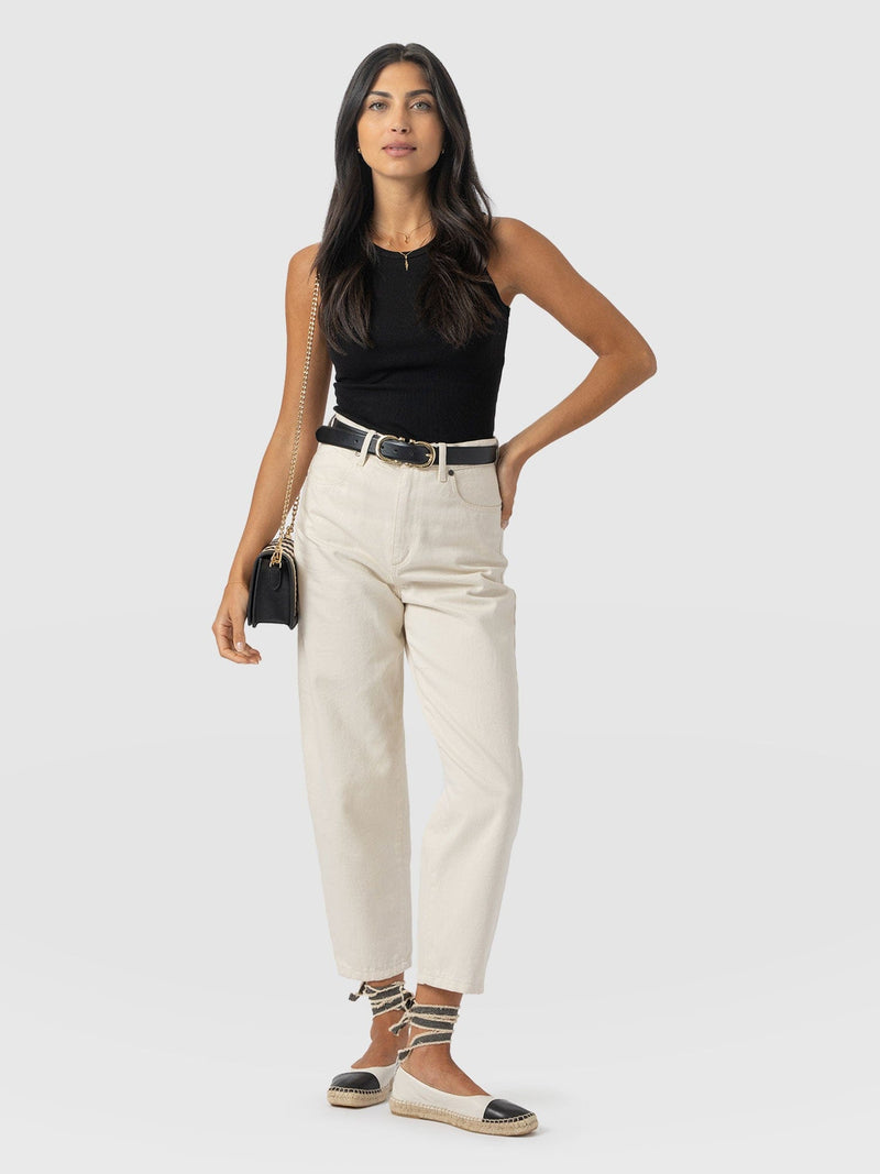 Barrel Leg Jean - Cream - Women's Denims | Saint + Sofia® UK