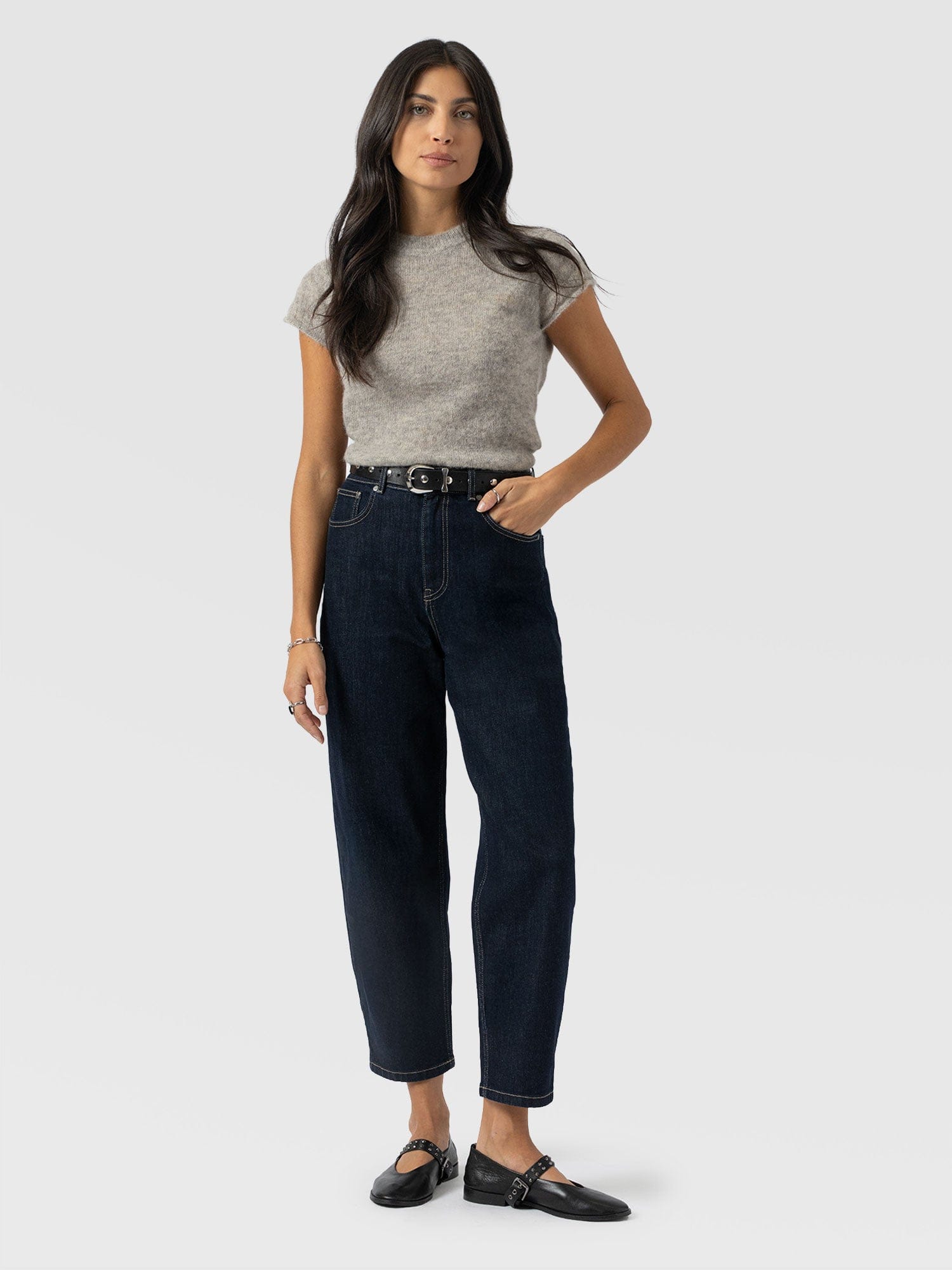 Barrel Leg Jean - Indigo - Women's Jeans | Saint + Sofia® UK