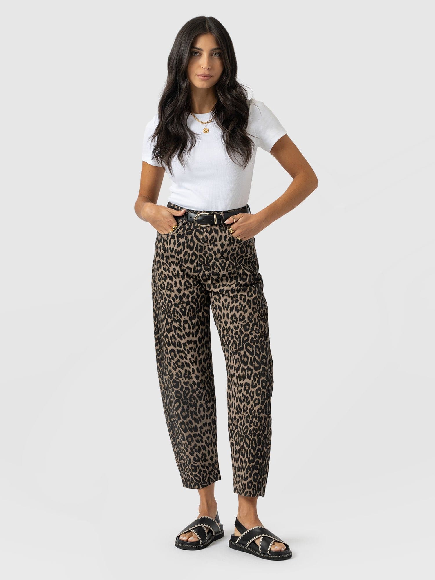 Barrel Leg Jean - Leopard