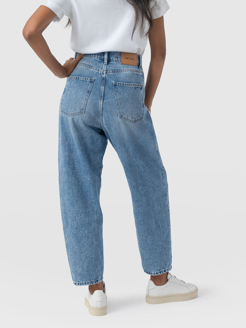 Barrel Leg Jean - Light Blue - Women's Denims | Saint + Sofia® UK