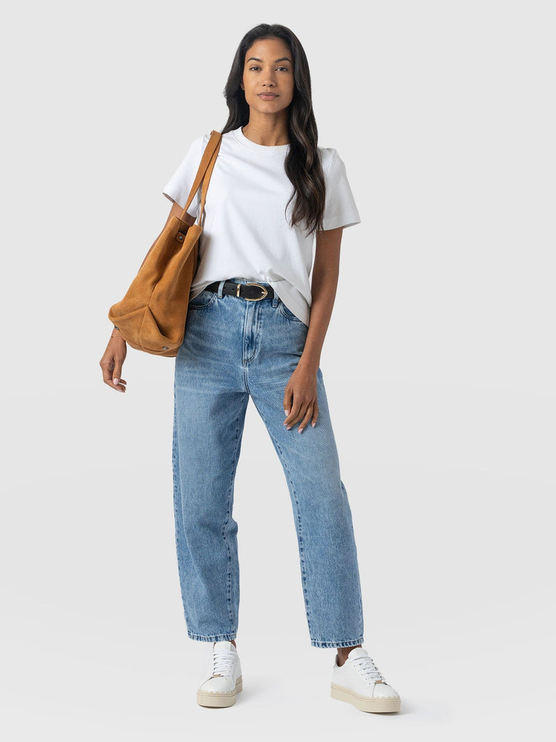 Barrel Leg Jean - Light Blue - Women's Denims | Saint + Sofia® UK