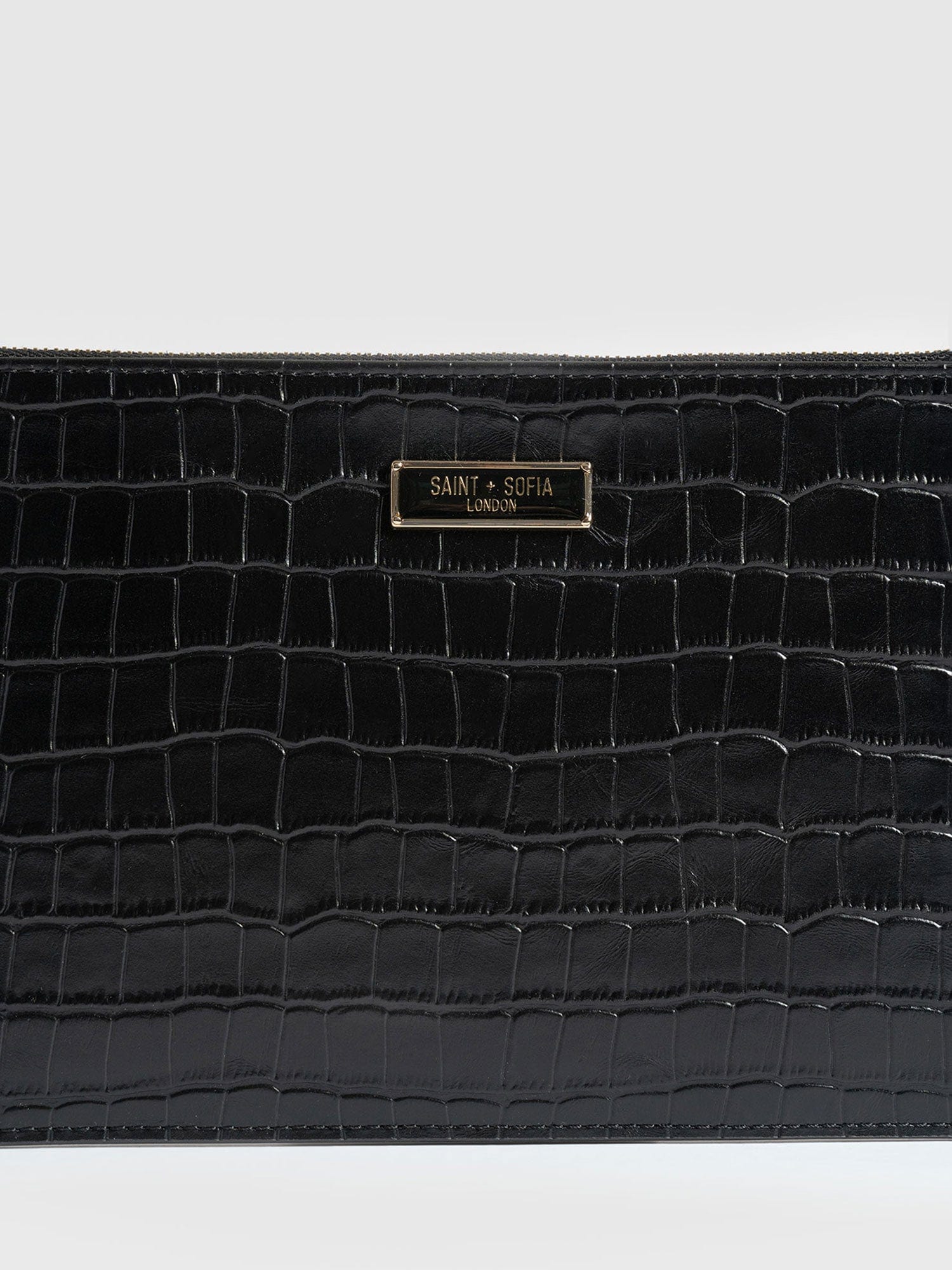 Beauty Pouch Black Croc - Women's Travel Accessories | Saint + Sofia® UK