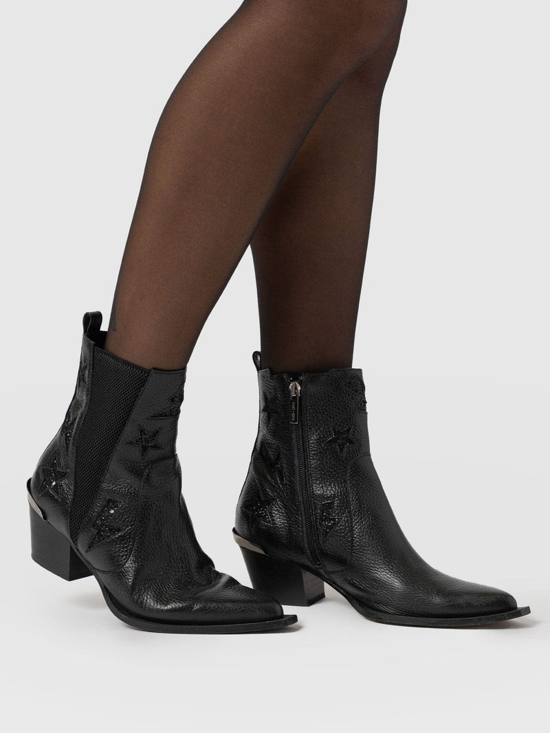 Billie Rock Boot Black - Women's Leather Boots | Saint + Sofia® UK