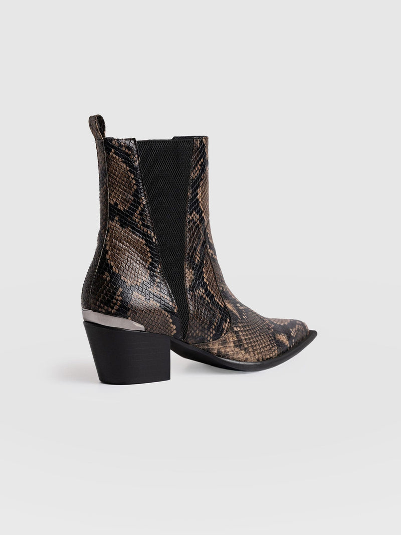 Billie Snake Boot - Taupe