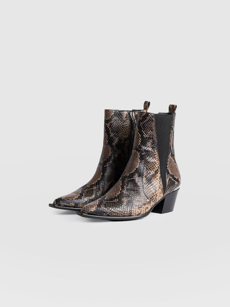 Billie Snake Boot - Taupe