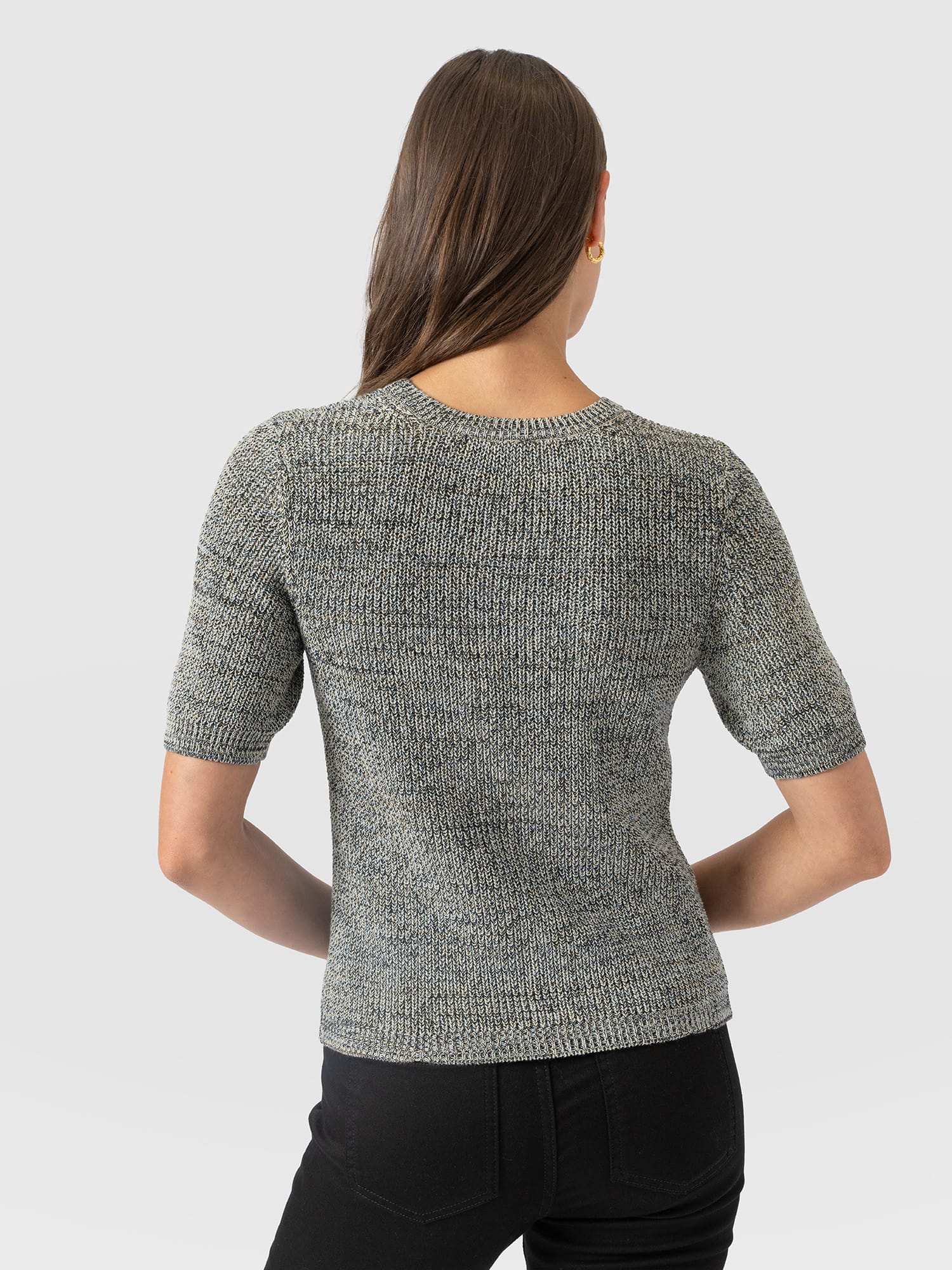 Blair Knit Tee - Black/Blue/Yellow - Women's Jumpers | Saint and Sofia® UK
