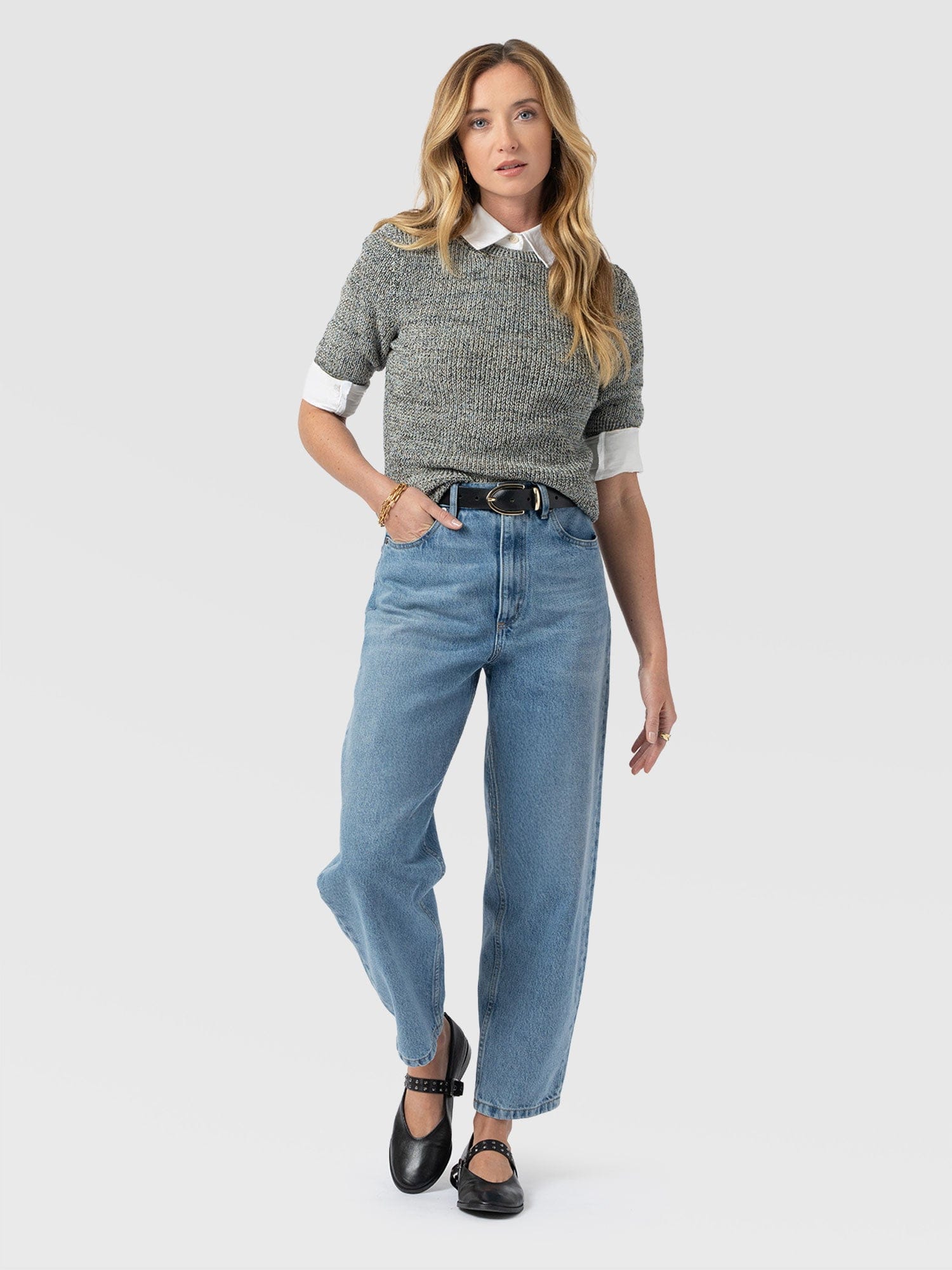 Blair Knit Tee - Black/Blue/Yellow - Women's Jumpers | Saint + Sofia® UK