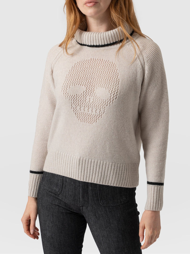 Blake Cashmere Skull Jumper Cream - Women's Jumper | Saint + Sofia® UK