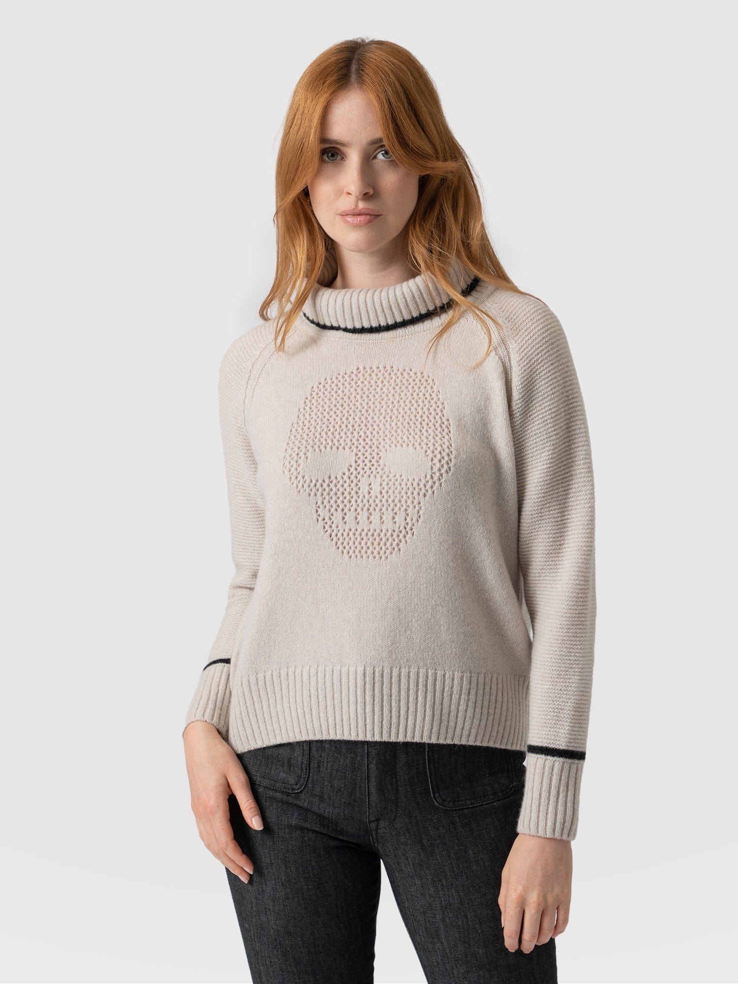 Blake Cashmere Skull Jumper Cream - Women's Jumper | Saint + Sofia® UK