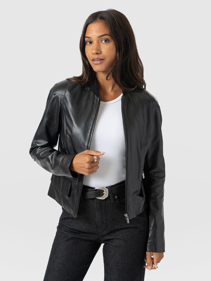 Blane Leather Jacket Black - Women's Leather Jackets | Saint + Sofia® UK