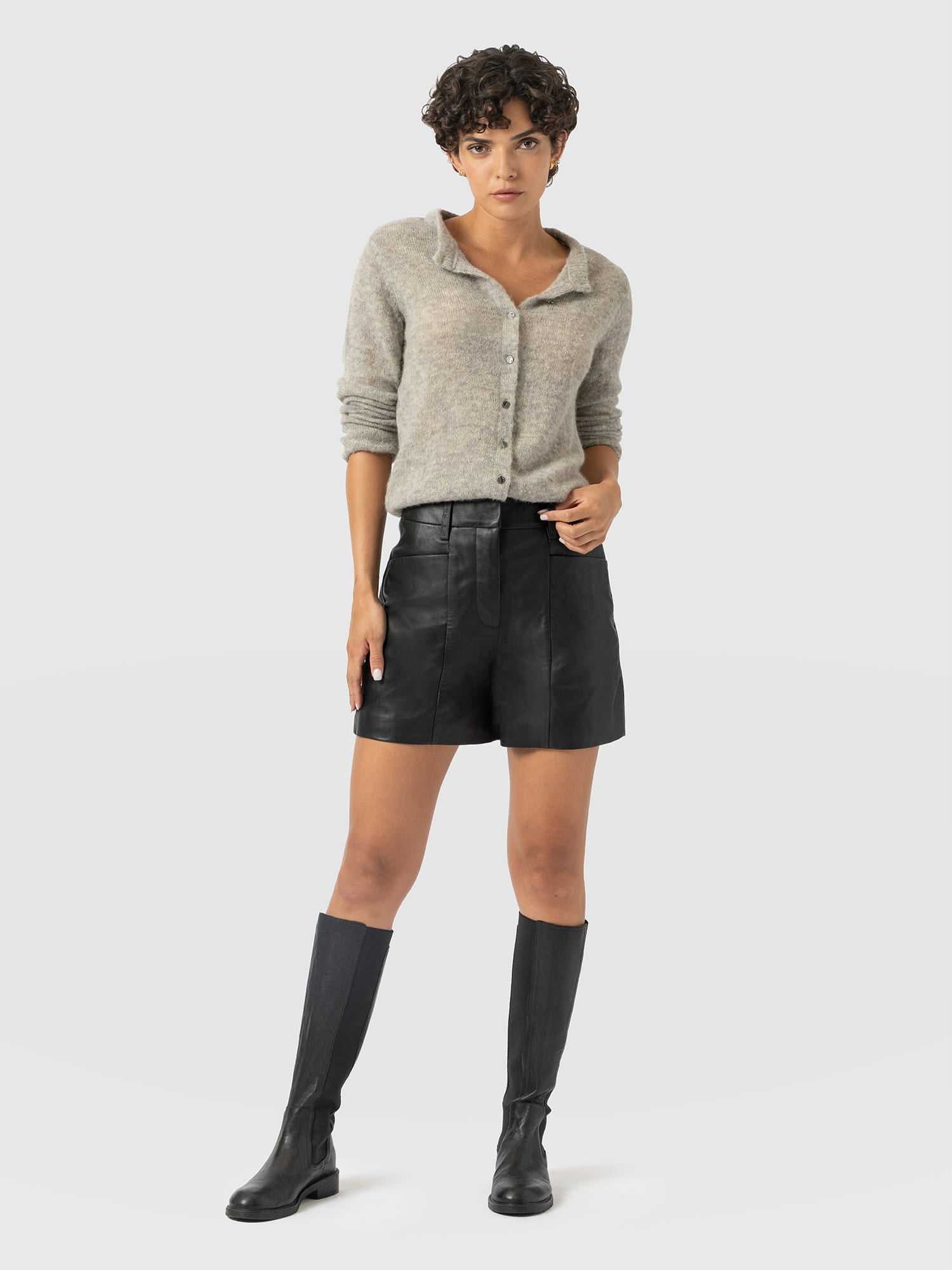 Bonham Leather Short Black - Women's Shorts | Saint and Sofia® UK