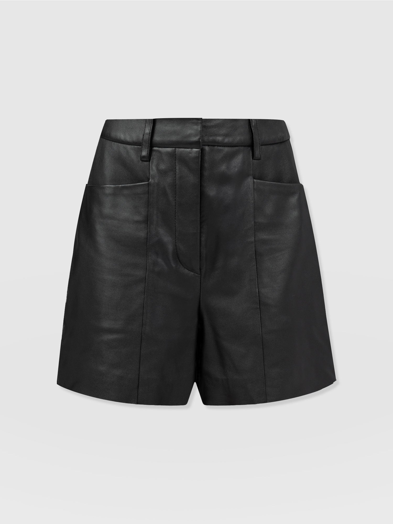 Bonham Leather Short Black - Women's Shorts | Saint + Sofia® UK