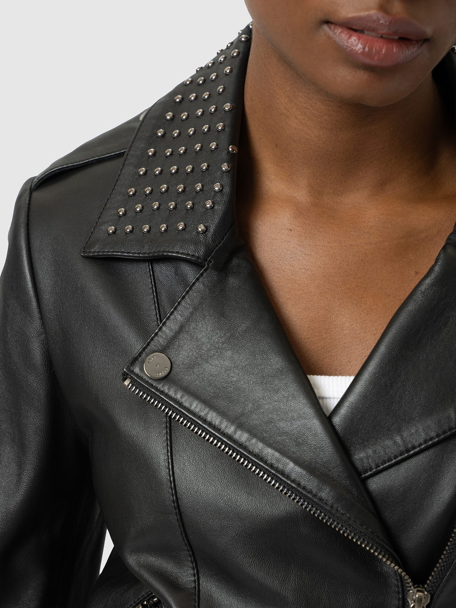 Bonham Studded Biker Jacket - Black
