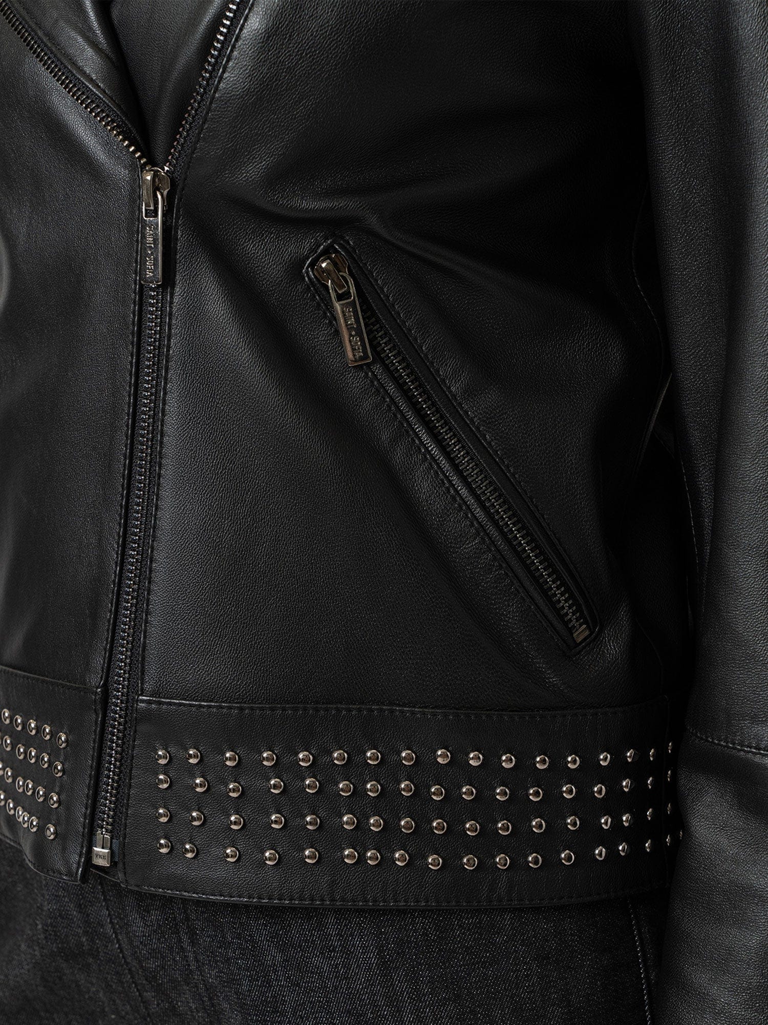 Bonham Studded Biker Jacket Black - Women's Leather Jacket | Saint + Sofia® UK
