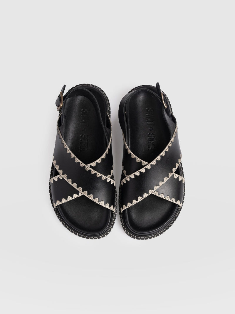 Bonnie Cross Over Sandals - Black