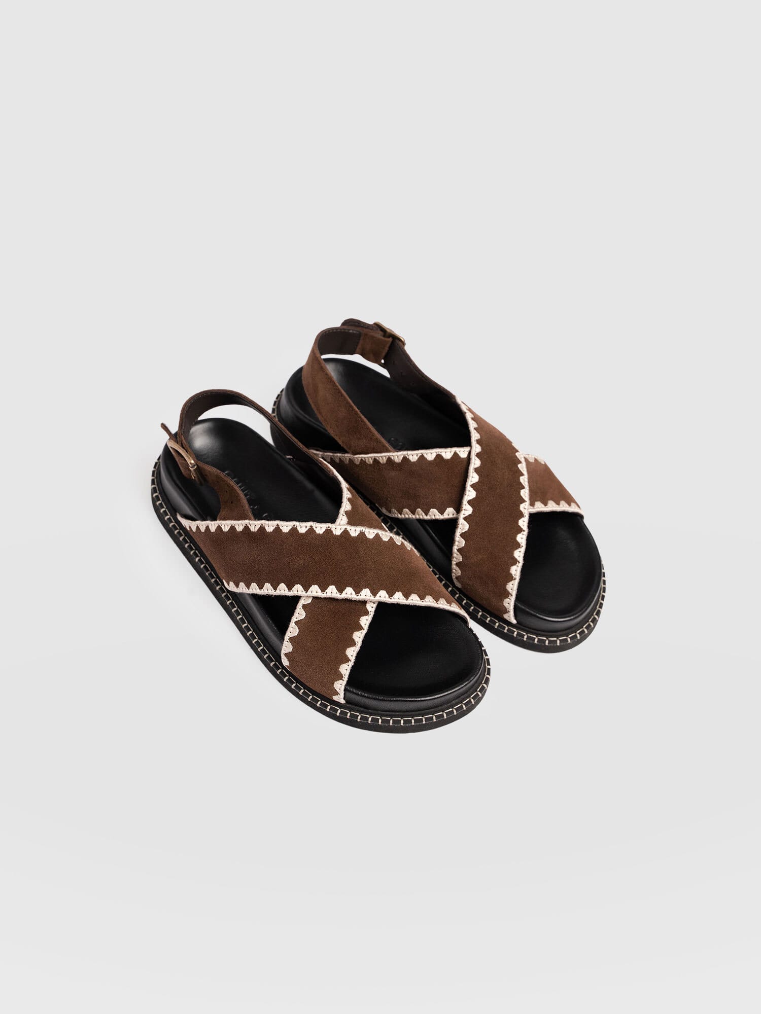 Bonnie Cross Over Sandals - Chocolate Suede