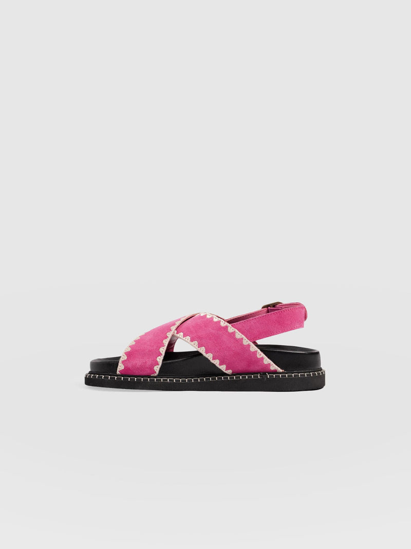 Bonnie Cross Over Sandals - Pink Suede - Women's Shoes | Saint + Sofia® UK
