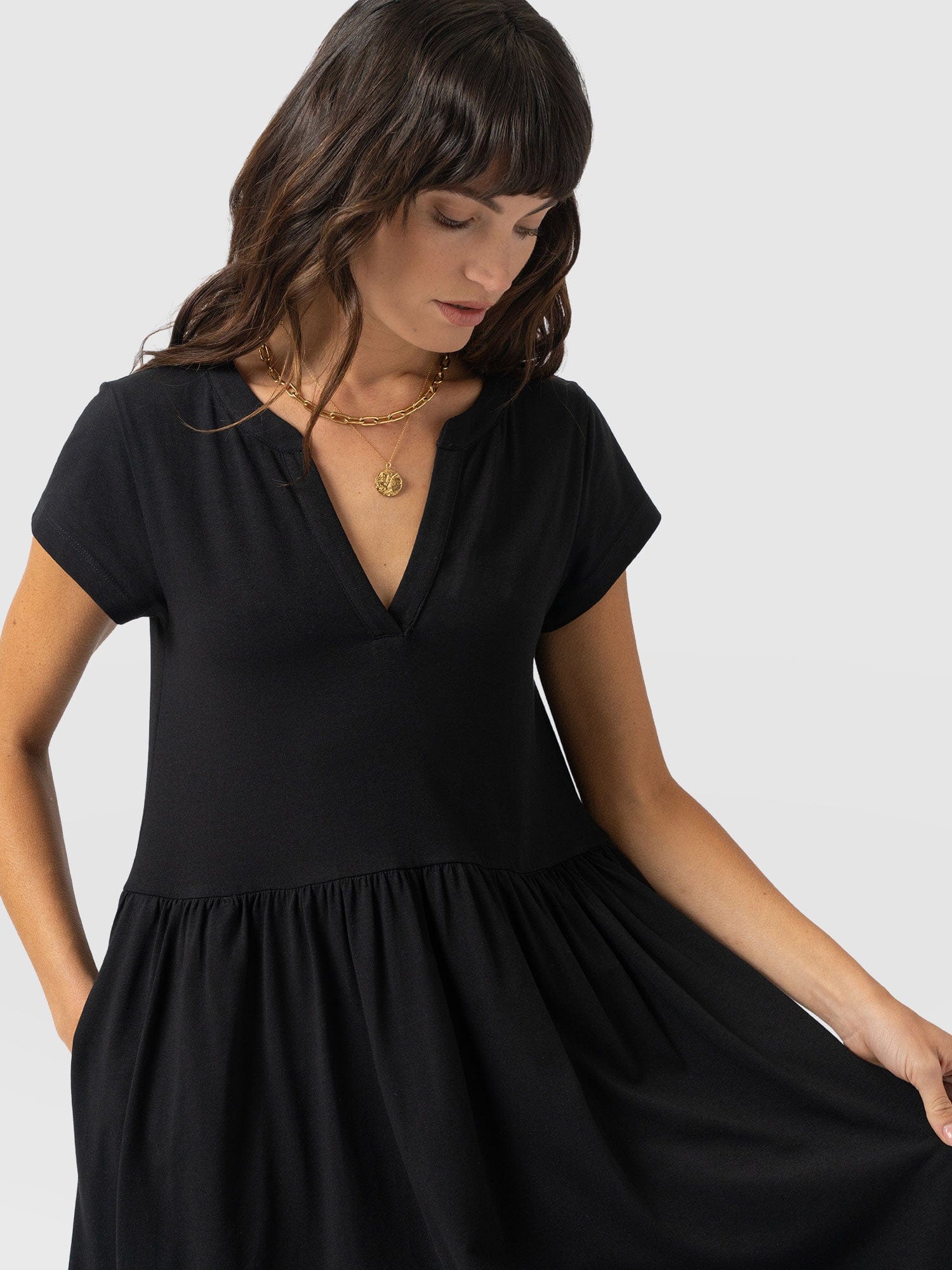 Bonnie V Neck Dress - Black - Women's Dresses | Saint + Sofia® UK